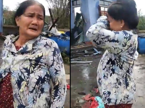 Khung cảnh tan hoang, đồ đạc trong nhà bị gió càn quét bay tứ tung, người dân miền Trung lau nước mắt: 'Mất hết rồi, chẳng còn chi'