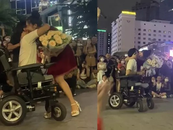 Xôn xao màn cầu hôn 'chàng trai không chân' trên phố đi bộ