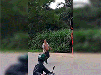 Hãi hùng xem cảnh nam thanh niên xách 2 dao chém gương bất cứ ôtô nào trên đường