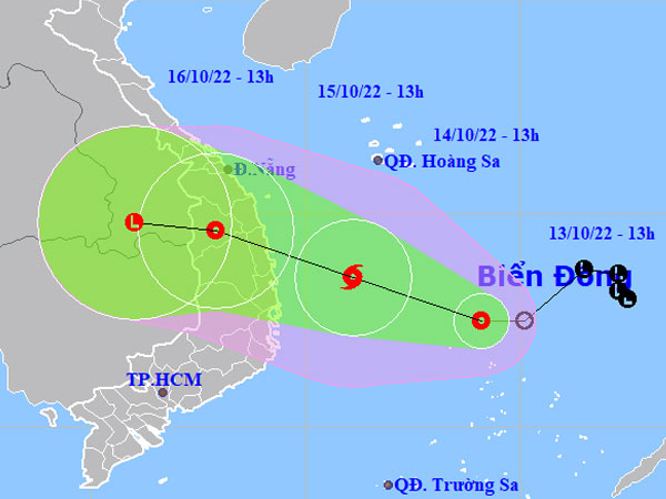 Áp thấp nhiệt đới khả năng mạnh lên thành bão trong 24 giờ tới, hướng vào Quảng Trị-Phú Yên