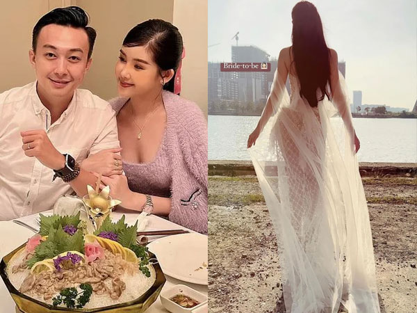 Trước thềm lễ cưới, Lê Âu Ngân Anh nhá hàng váy cưới 'trong suốt'