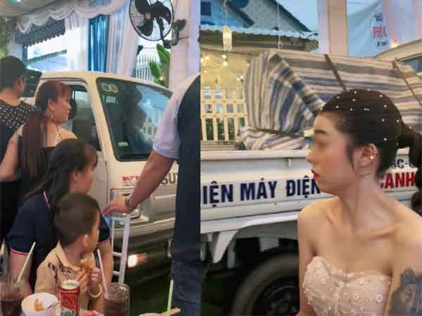 Đang ngồi ăn cỗ đám cưới, cô gái hú hồn khi chiếc xe tải bỗng xuất hiện lù lù sau lưng, dân tình vỗ tay rần rần vì lý do này