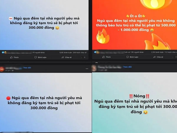Xác minh thông tin 'Ngủ qua đêm tại nhà người yêu không đăng ký tạm trú sẽ bị phạt tới 300.000 đồng'