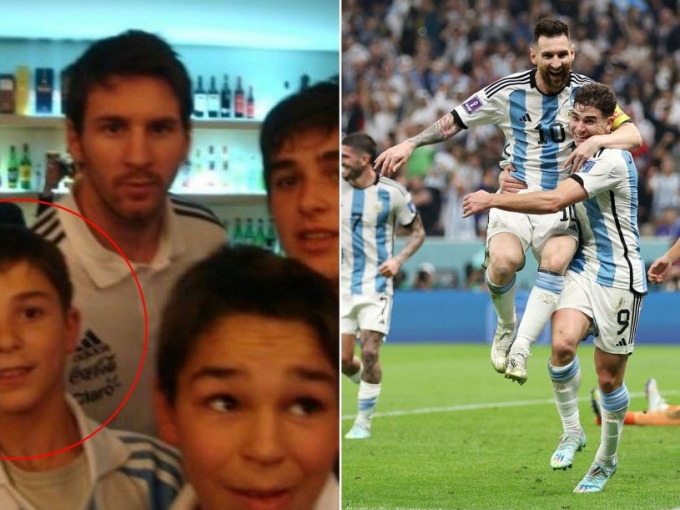 Bức ảnh Alvarez chụp với thần tượng Messi 10 năm trước lan truyền chóng mặt trên mạng xã hội