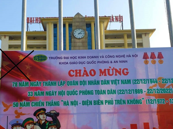 Vụ pano in cờ Trung Quốc: Trường đại học giải trình lỗi sai nghiêm trọng, nhờ công an vào cuộc