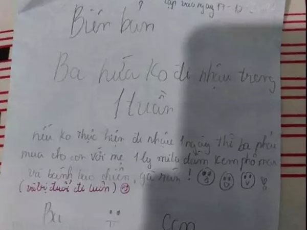 Con gái lập biên bản 'phạt nóng' bố vì đi nhậu về khuya, hình phạt khiến ai nấy bật cười