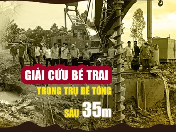 [Infographic] Toàn cảnh giải cứu bé trai lọt trụ bê tông sâu 35m ở Đồng Tháp