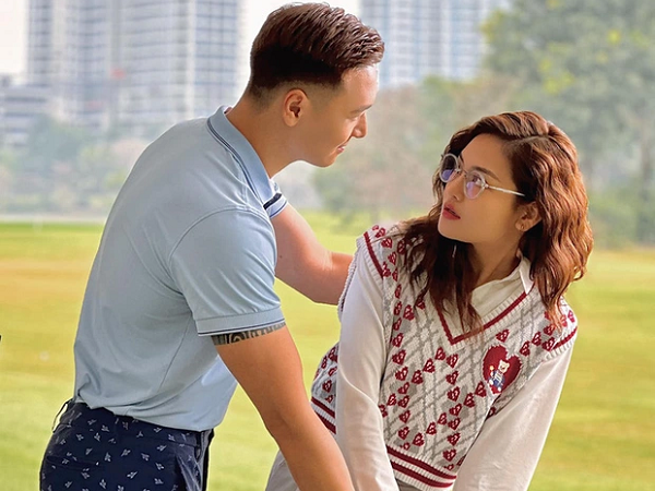 Mạnh Trường tình bể tình bên Thùy Anh ở sân golf