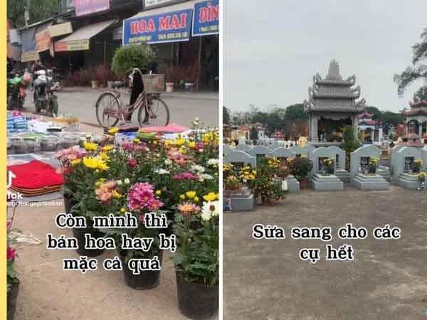 Hoa Tết bị ép giá, cuối ngày chàng trai mang hết đến nơi an nghỉ cho các cụ