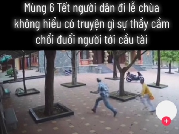 Thực hư thông tin sư thầy cầm chổi đuổi đánh người đến cầu an