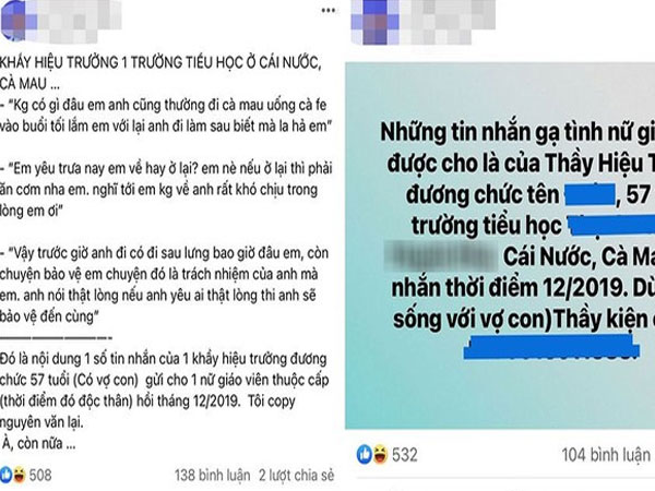 'Nóng' vụ hiệu trưởng nhắn tin 'nội dung nhạy cảm' với giáo viên