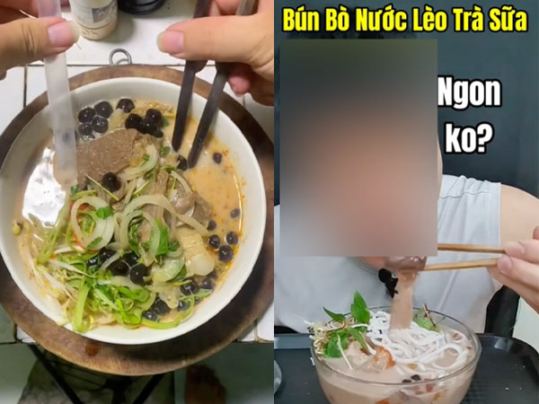 Đu trend 'ăn bún bò vị trà sữa', TikToker khiến netizen la ó