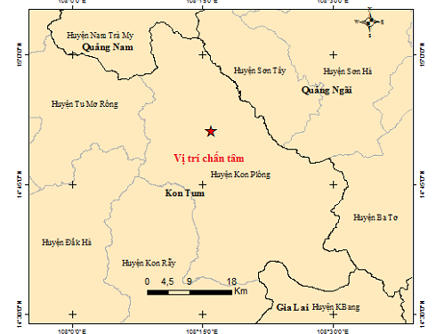 Động đất tiếp tục ở Kon Tum, 36 trận xảy ra trong 22 ngày