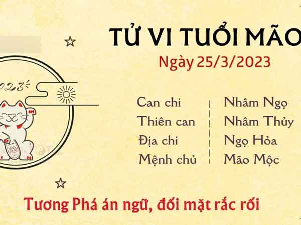 Tử vi thứ 7 ngày 25/03/2023 của 12 con giáp: Dần hăng hái, Mão đối mặt rắc rối