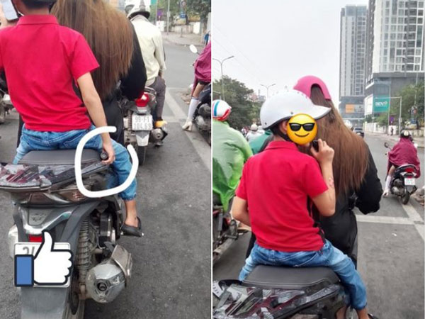 Sốc nặng với hình ảnh bé trai ngồi sau lưng mẹ 'nhả khói' điệu nghệ, dân tình: 'Con ai người nấy dạy!'