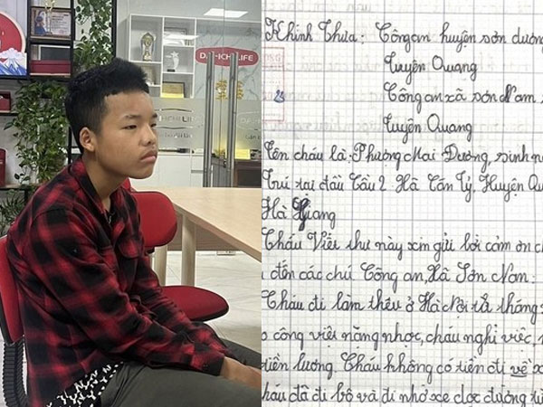 Không có tiền, nam thiếu niên đi bộ từ Hà Nội về Hà Giang