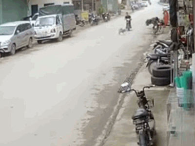 Clip: Tông trúng chó thả rông, nam thanh niên trượt dài trên đường