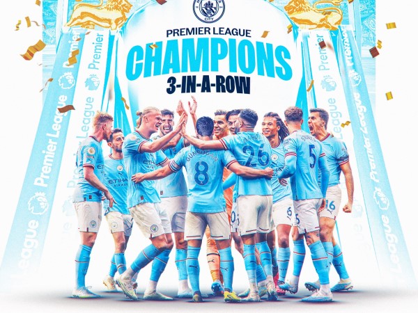 Man City vô địch Ngoại hạng Anh năm thứ 3 liên tiếp