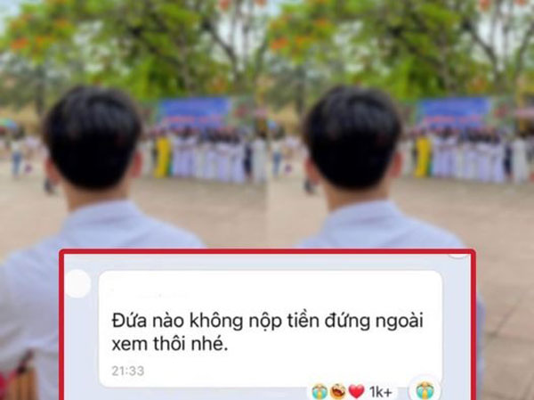 Dân tình phẫn nộ câu chuyện nam sinh đứng ngoài xem các bạn chụp kỷ yếu vì không có tiền, tin nhắn của cô giáo mới là nguồn cơn sự việc