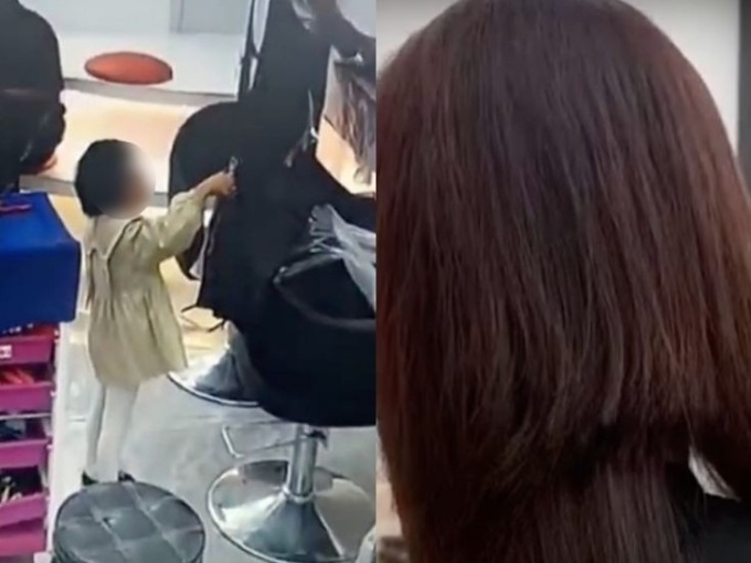 Bé gái nghịch ngợm cắt tóc của khách trong tiệm làm đầu, người mẹ phải bồi thường gần 40 triệu đồng