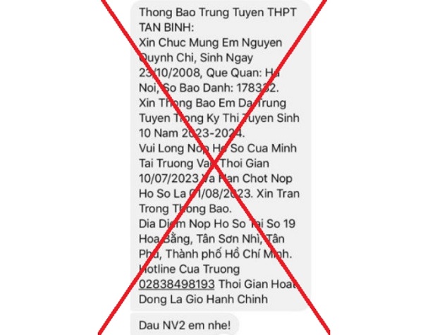 TP HCM: Xuất hiện trò lừa đảo thông báo trúng tuyển lớp 10