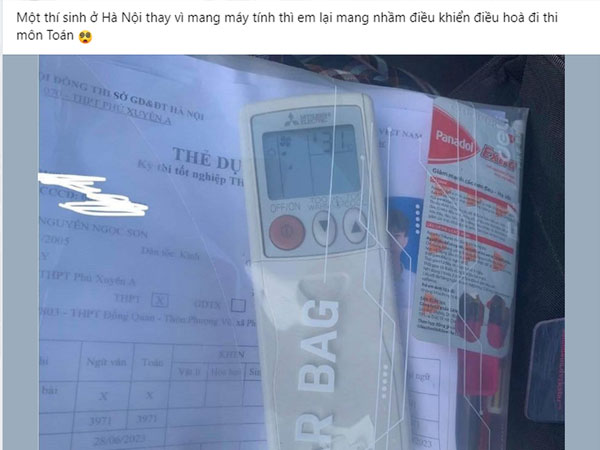 Thực hư việc nam sinh Hà Nội mang nhầm điều khiển điều hòa đi thi tốt nghiệp