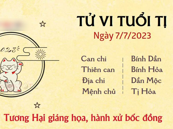 Tử vi thứ 6 ngày 07/07/2023 của 12 con giáp: Tị bốc đồng, Hợi quý nhân giúp đỡ
