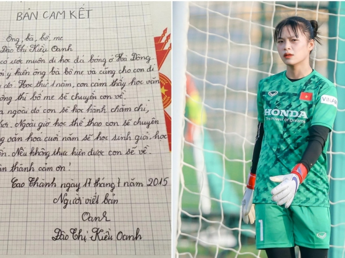 Thủ môn ĐT nữ Việt Nam dự World Cup từng viết cam kết xin bố mẹ cho đá bóng