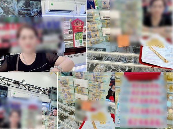 Ngợp mắt hình ảnh người phụ nữ trúng giải đặc biệt 9 tỷ, ôm chồng tiền đi mua 1 lúc gần 3 tỷ vàng, còn lại mang về tặng con