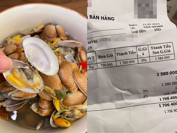 Nhờ em gái đi mua sò lụa 'giật mình bởi giá 1 triệu 7 cho 2kg' và lời phản hồi từ nhà hàng