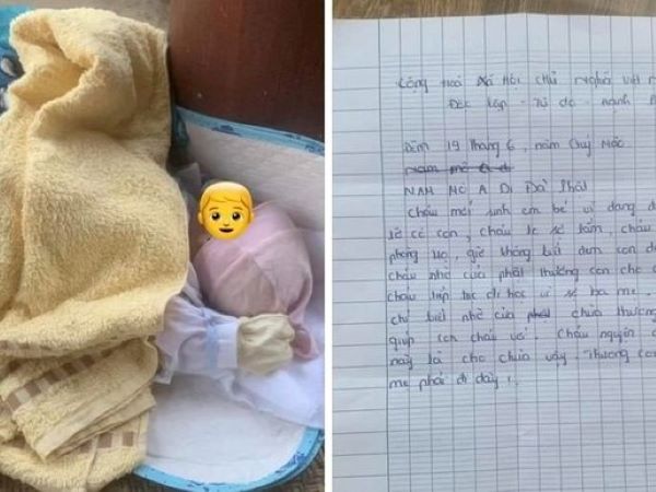 Bé trai 10 ngày tuổi bị bỏ rơi trước cửa chùa và lá thư đẫm nước mắt của người mẹ trẻ