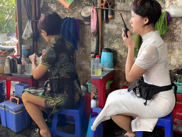 Choáng với outfit chuẩn Hồng Kông của chị gái bán trà đá vỉa hè, nhìn kĩ mới phát hiện... người quen