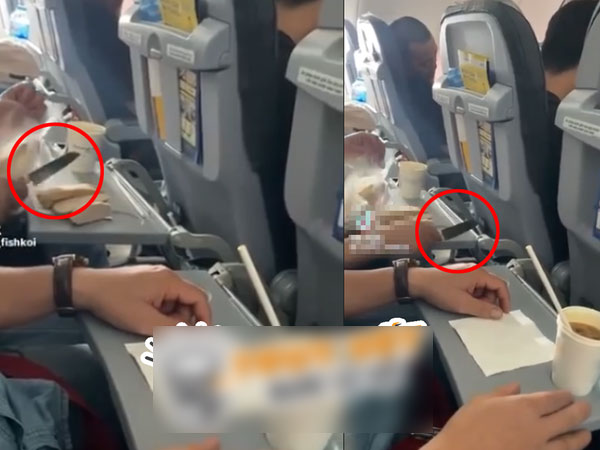 Hành khách vô tư dùng dao gọt trái cây trên máy bay