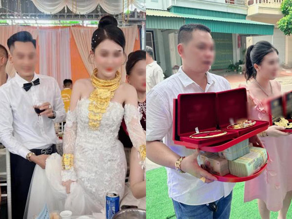 Đám cưới 'bình thường' ở Quảng Ninh khiến hội chị em thi nhau đòi về làm dâu: Vàng đeo theo ký, tiền mặt xếp thành cọc