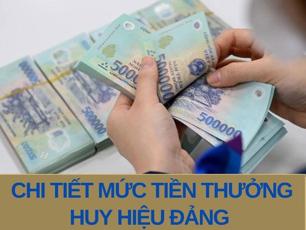 Mức chi tiền thưởng kèm theo Huy hiệu Đảng khi lương cơ sở ở mức 1,8 triệu đồng