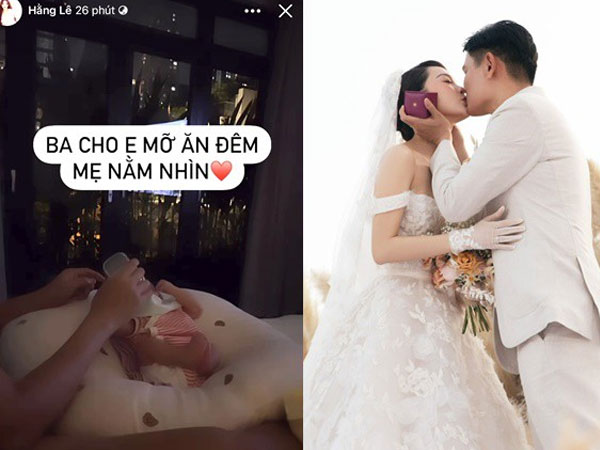Ông xã Minh Hằng gia nhập hội 'bố bỉm sữa', thành thạo việc cho con ăn vào giữa đêm