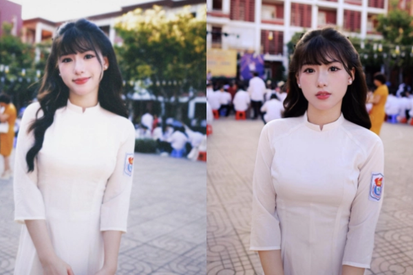 Nữ sinh diện áo dài được truy lùng nhiều nhất ngày khai giảng: Học trường top đầu miền Trung, profile gây bất ngờ
