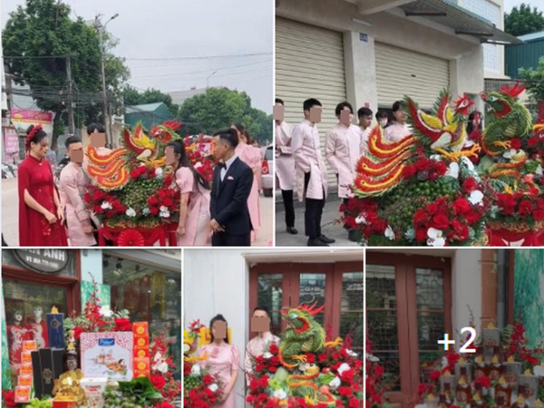 Choáng với dàn tráp ăn hỏi 'bê sái tay' của cô dâu Bắc Giang