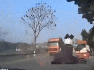 Clip: Bị tông trúng, cô gái ngã vào gầm xe tải và cái kết bất ngờ