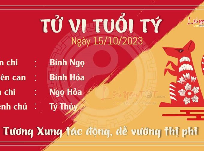 Tử vi Chủ nhật ngày 15/10/2023 của 12 con giáp: Tý thị phi, Dần tự tin