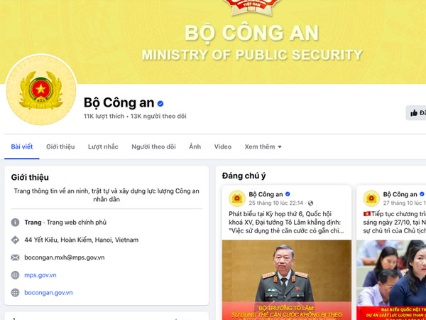 Bộ Công an công bố kênh Facebook chính thức - rất nhiều cảnh báo 'nóng' về tội phạm mới người dân cần biết