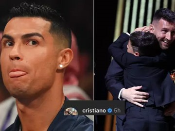 Ronaldo gây bão khi tương tác với bài đăng mỉa mai Messi nhận Quả bóng vàng