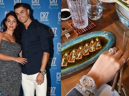 Đi ăn cùng Ronaldo, bạn gái người mẫu "flex" nhẫn kim cương khổng lồ ở ngón áp út, liệu sắp có đám cưới?