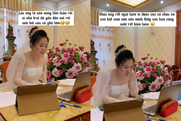 Hot girl đang trong lễ cưới nhưng vẫn có hành động bất ngờ khiến ai cũng bật cười