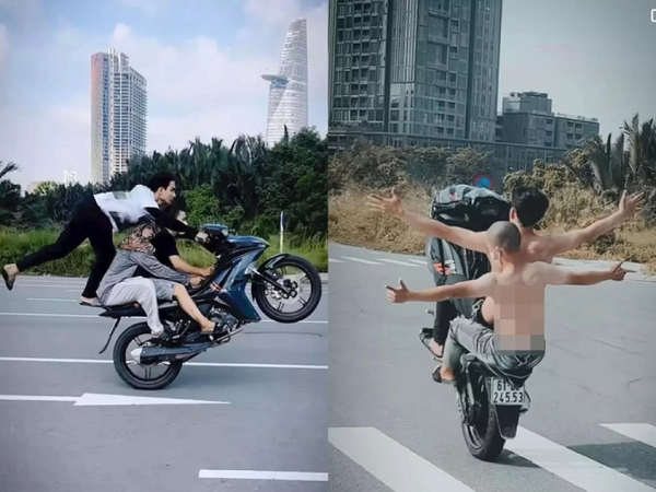 Giới trẻ 'làm xiếc' trên xe, khoe 'chiến tích' trên mạng xã hội