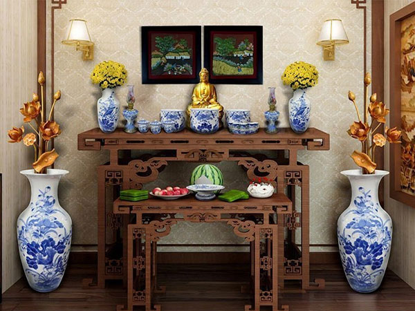 Tại sao khi thắp hương nên đặt bình hoa bên trái bàn thờ?