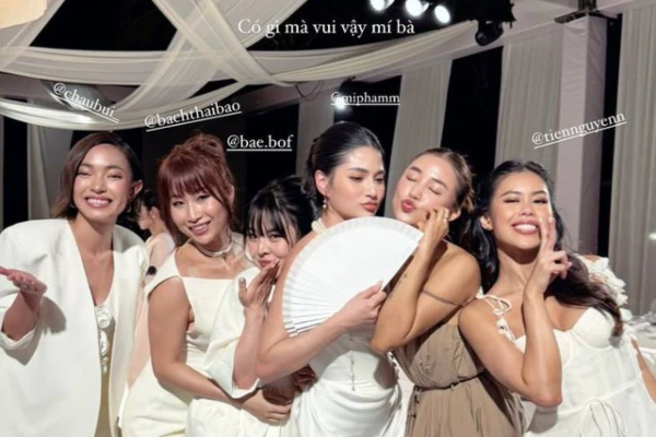 Tiên Nguyễn và phu nhân thiếu gia tập đoàn may mặc so kè nhan sắc khi cùng dự tiệc cưới