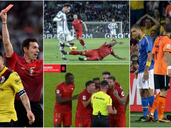 Sergio Ramos đạp thẳng chân đối thủ, bị trọng tài 2 lần rút thẻ đỏ trong 1 trận