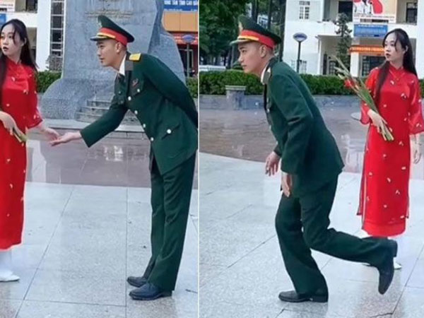 Đang chụp ảnh ngọt ngào cùng bạn gái, chàng trai vội vàng bỏ chạy vì lý do bất ngờ