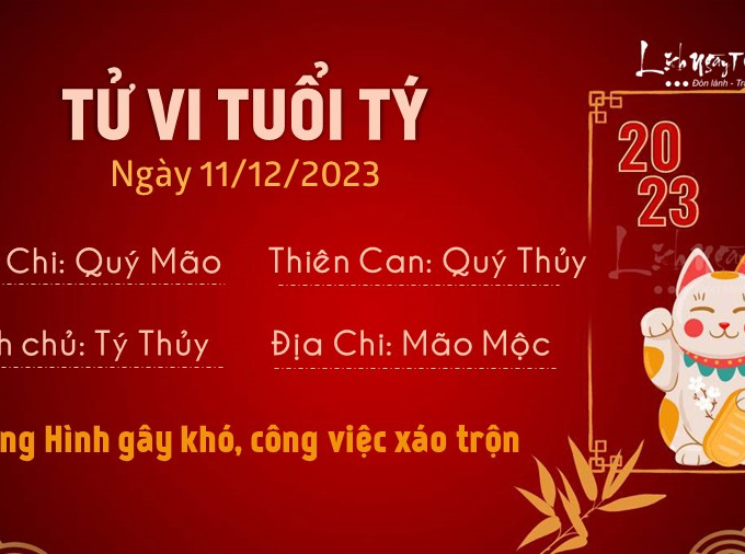 Tử vi thứ 2 ngày 11/12/2023 của 12 con giáp: Tý gặp xáo trộn, Tị vượng tài